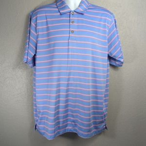 Pebble Beach Shirt Mens L Performance Golf Short Sleeve Multi-Color Striped